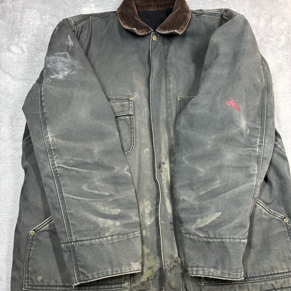 Big Smith Canvas Jacket Mens 2XL Black Chore Lined Workwear Heavily Distressed - Picture 13 of 16